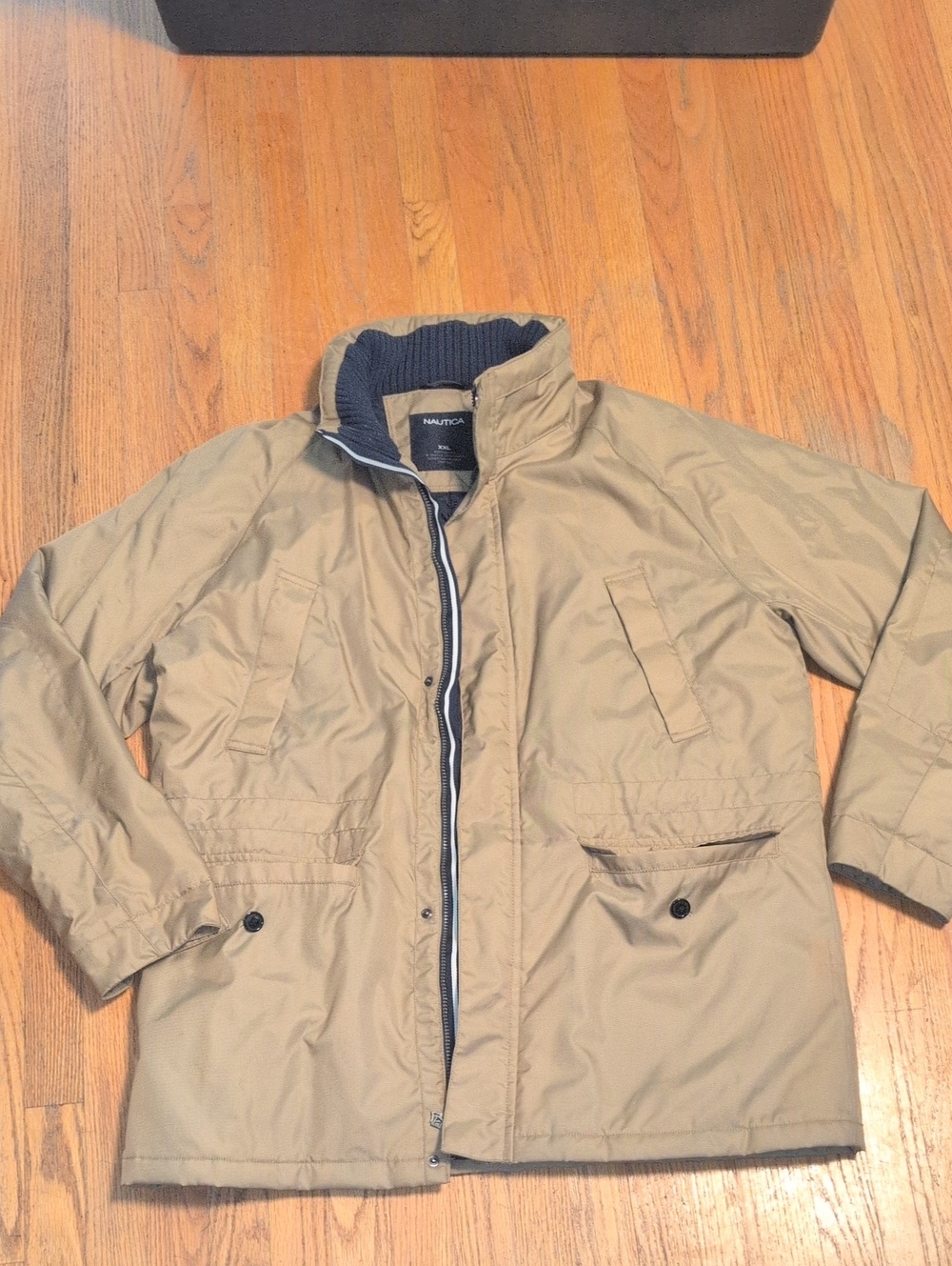 Nautica Men's Tan Lightweight Raincoat with Contrast Trim